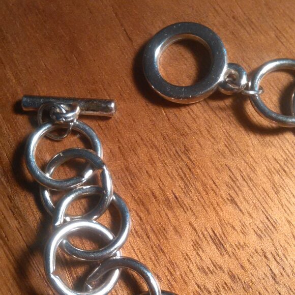 Mojave Blue Turquoise Silvertone Toggle Bracelet - Picture 4 of 14